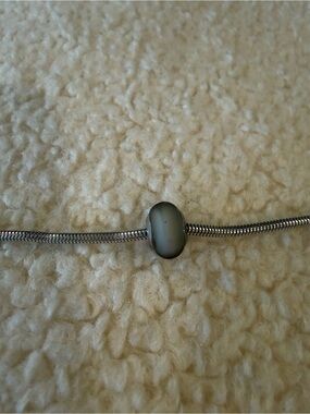 Sterling Silver Murano Gray Glass Charm Bead